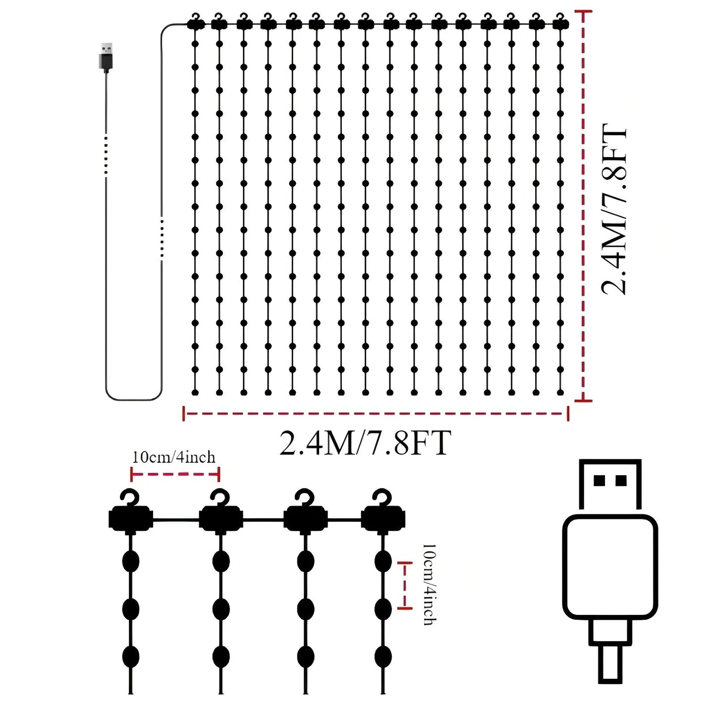 USB Led Smart Curtain Lights Bluetooth App Led String RGB Fairy Lights DIY Music Lights Party Window Curtain Bedroom Decoration