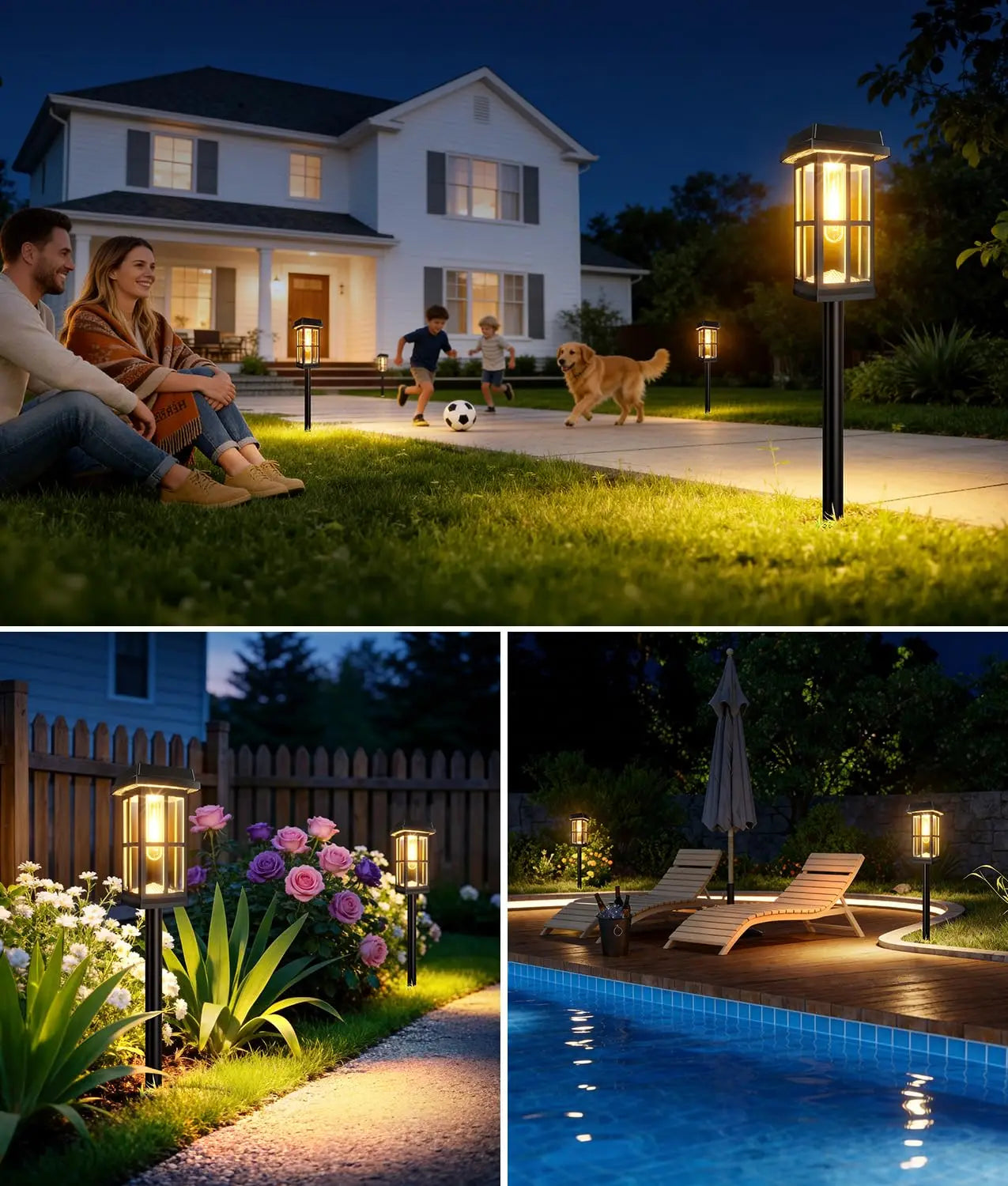 Solar Powered Pathway Lights 8 Pack Outdoor LED Landscape Lamps