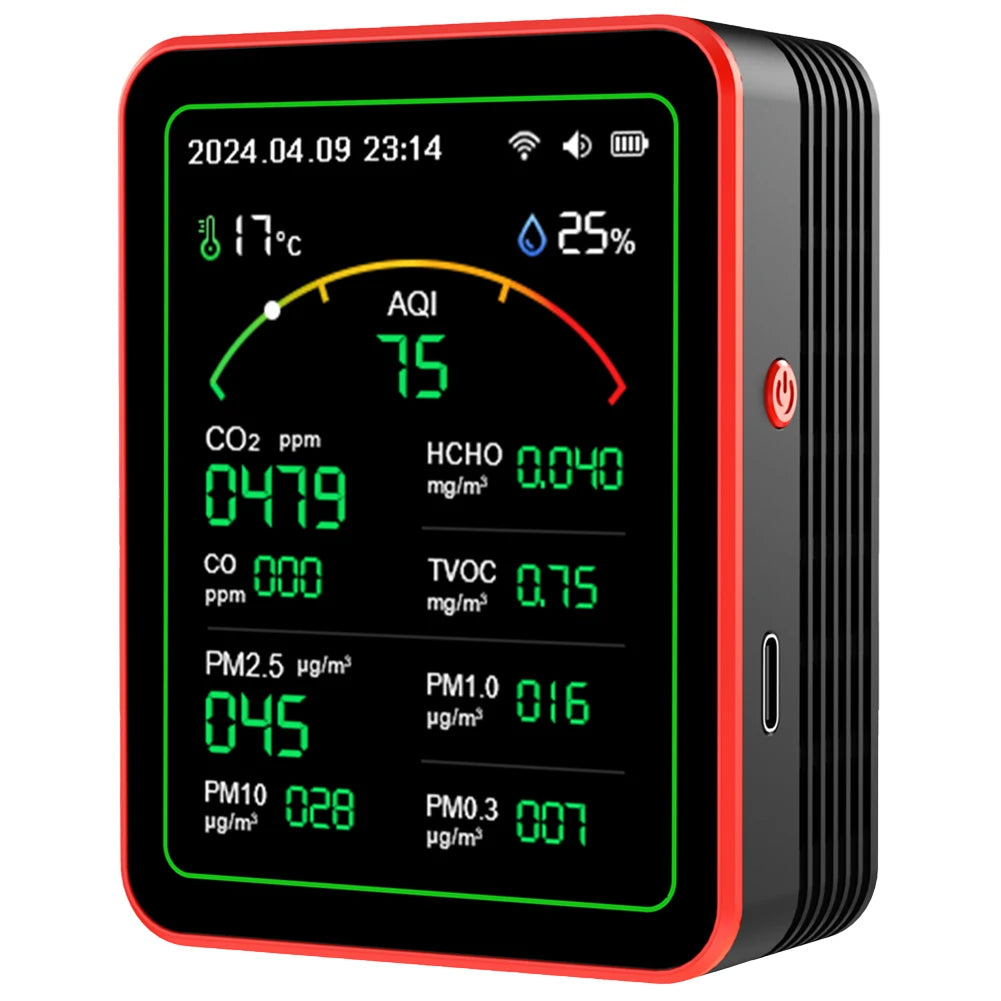 Tuya WiFi 15 in 1 Air Quality Detector CO/CO2/HCHO/TVOC/AQI/PM0.3/PM1.0/PM2.5/PM10 Air Quality Tester Temperature Humidity Meter