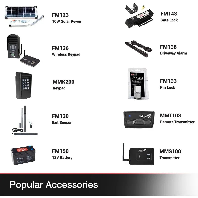 MM371W Automatic Gate Opener, Smart and Solar Ready, Includes Gate Opener Remote and More-Up to 16ft Long or 550lb, Black,