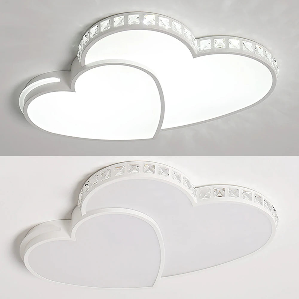 Crystal Heart LED Ceiling Light Fixture for Living Room
