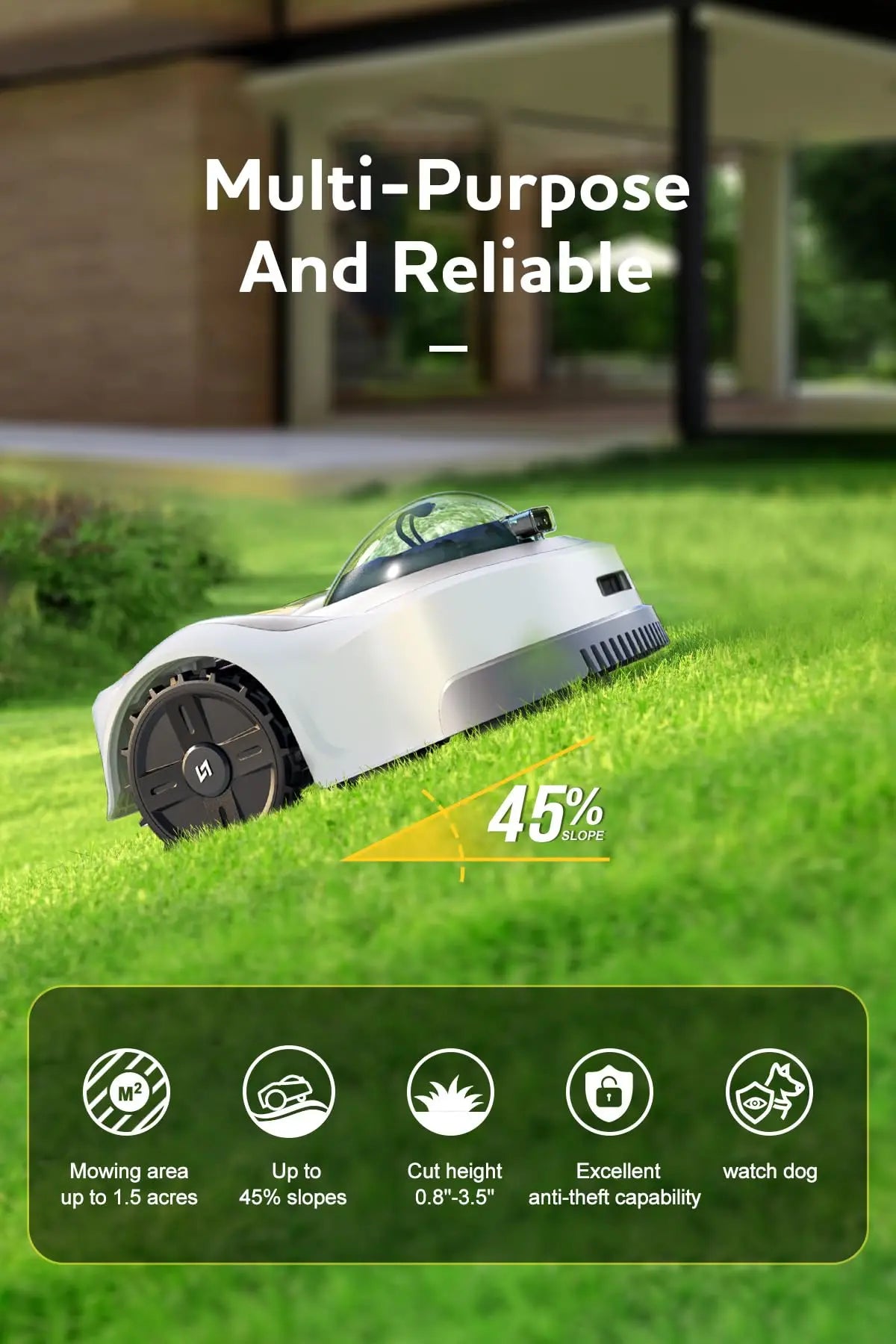 Novabot N1000 Robot Lawn Mower Perimeter Wire Free RTK,TOF,Vision Robotic Lawnmower 0.75 Acres,AI-Assisted Mapping,APP Control