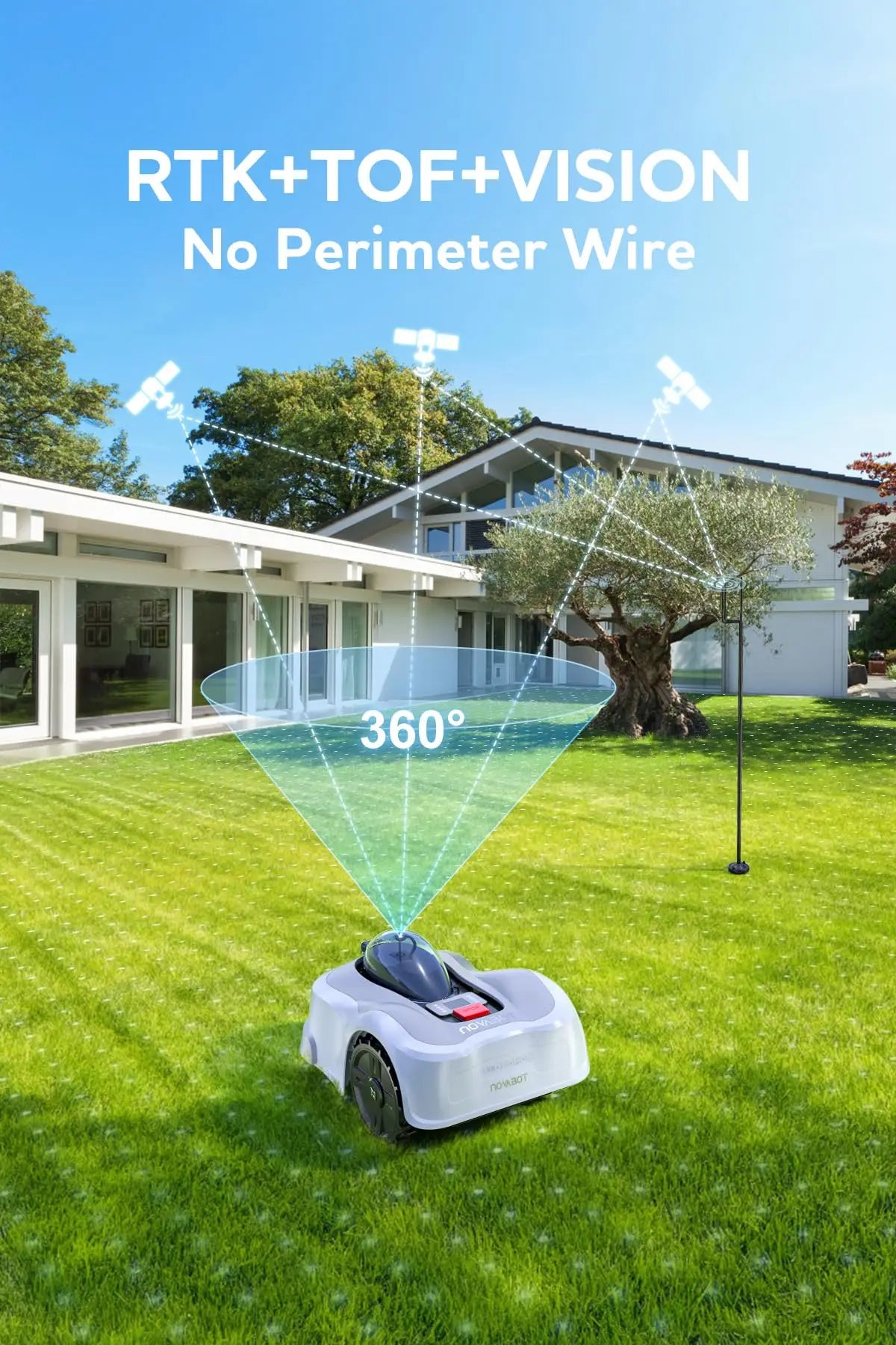 Novabot N1000 Robot Lawn Mower Perimeter Wire Free RTK,TOF,Vision Robotic Lawnmower 0.75 Acres,AI-Assisted Mapping,APP Control