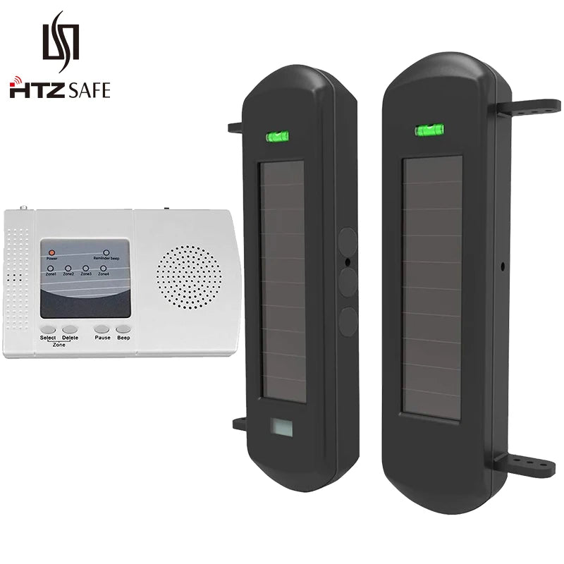HTZSAFE Solar Beam Sensor Driveway Alarm System Wireless Long Range