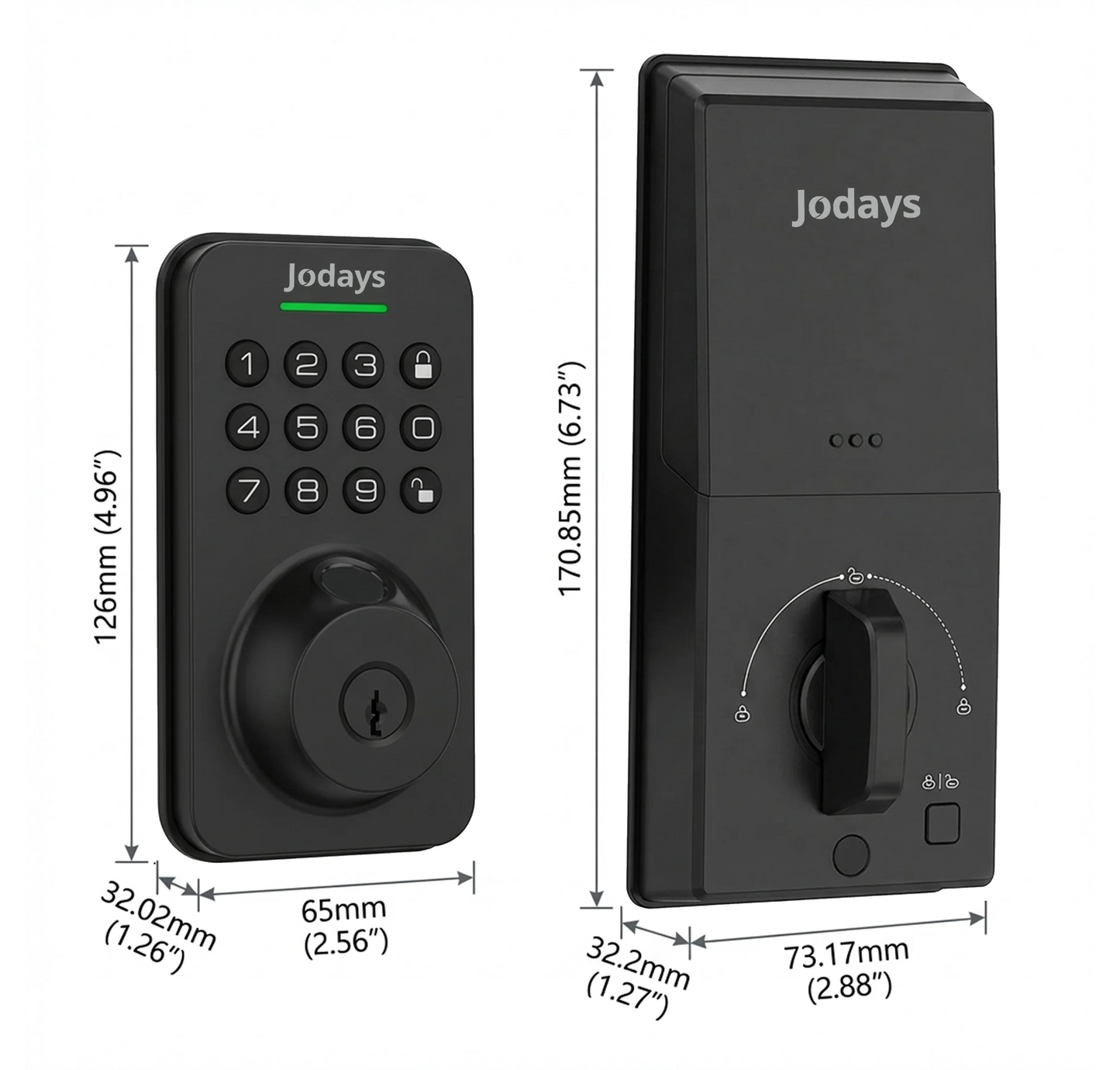 Jodays Smart Deadbolt Lock with Fingerprint & Keypad, Keyless Entry Door Lock with App Control, Temporary and One-Time Password, Auto Lock & Anti-Peep Passcode, Powered by 4pcs AA Alkaline Batteries(No included), Easy Install