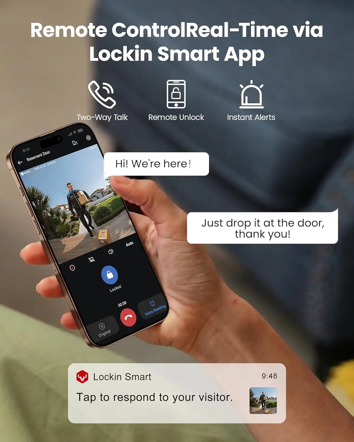 Smart Lock with 2K Camera & Video Doorbell, AI Storage, Fingerprint Entry, Wi-Fi App Control for Front Door