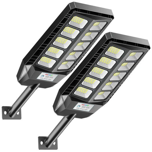 2Pack 4000W 450000LM Solar Lights Outdoor IP66 Waterproof 6500K Solar Powered Street Lights with Remote Control Dusk to Dawn Solar Flood Light Motion Sensor Solar Parking Lot Lights for Yard Deck Garden Lighting