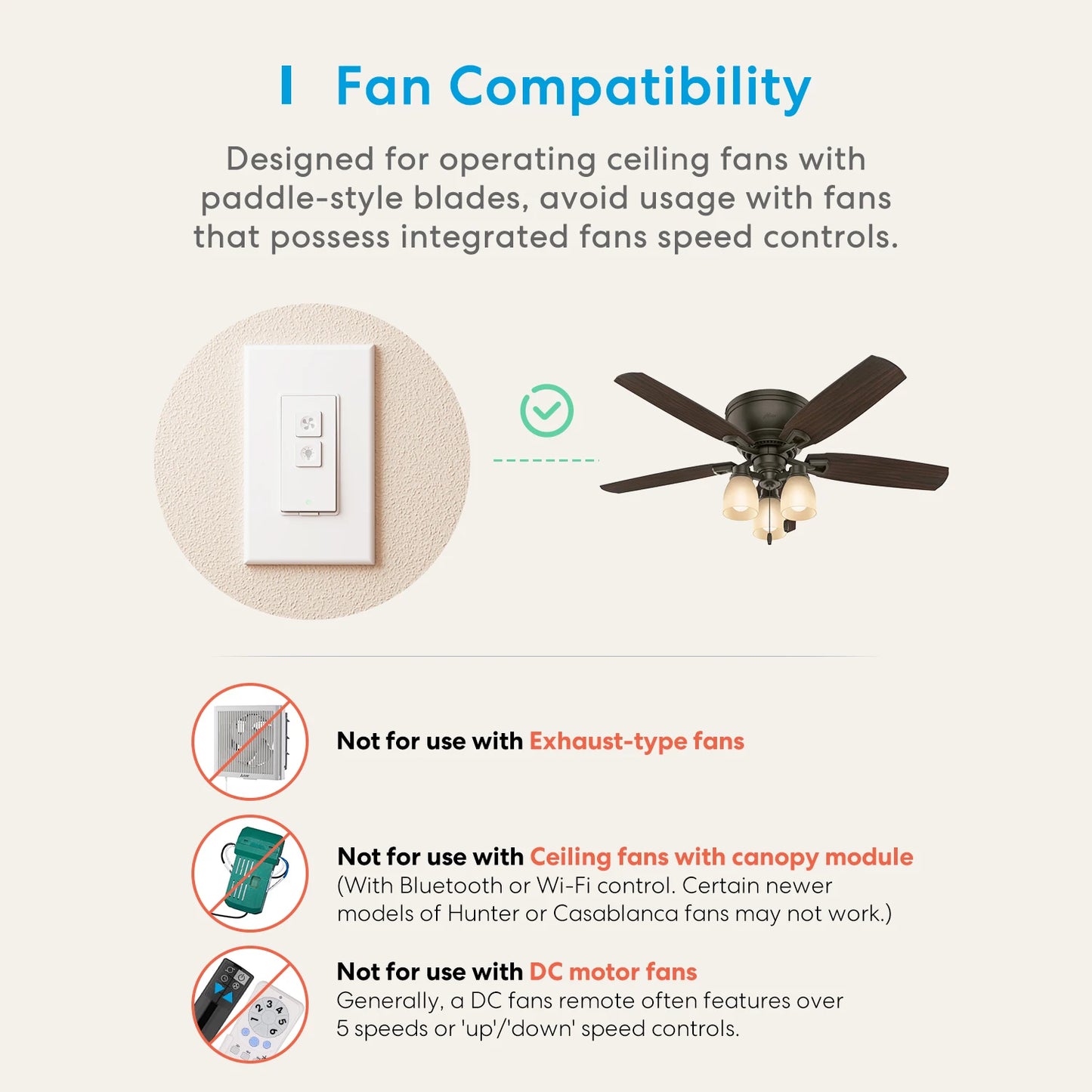 Meross WiFi Smart Ceiling Fan Light Dimmer Switch with Alexa