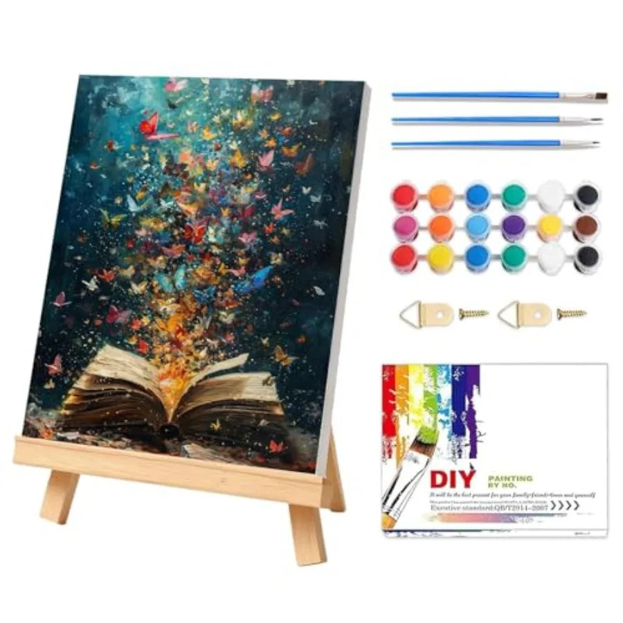 Book Paint by Numbers Kit for Adults, Book Adult Paint by Numbers, Books Canvas Paint by Numbers for Adults, DIY Acrylic Paint