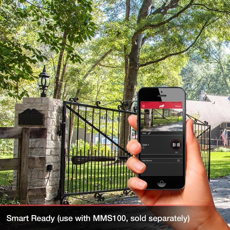 MM371W Automatic Gate Opener, Smart and Solar Ready, Includes Gate Opener Remote and More-Up to 16ft Long or 550lb, Black,