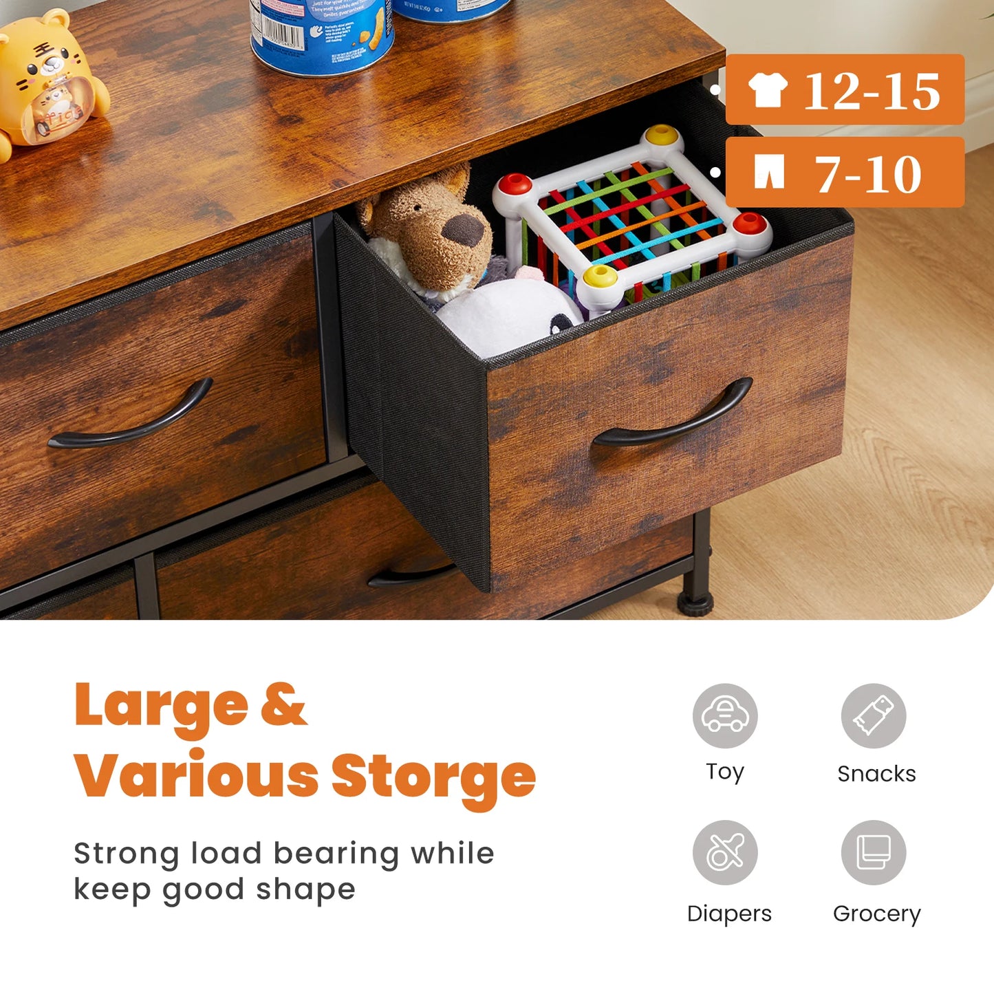 JHK Shoe Cabinet With 5 Fabric Drawers And TV Stand