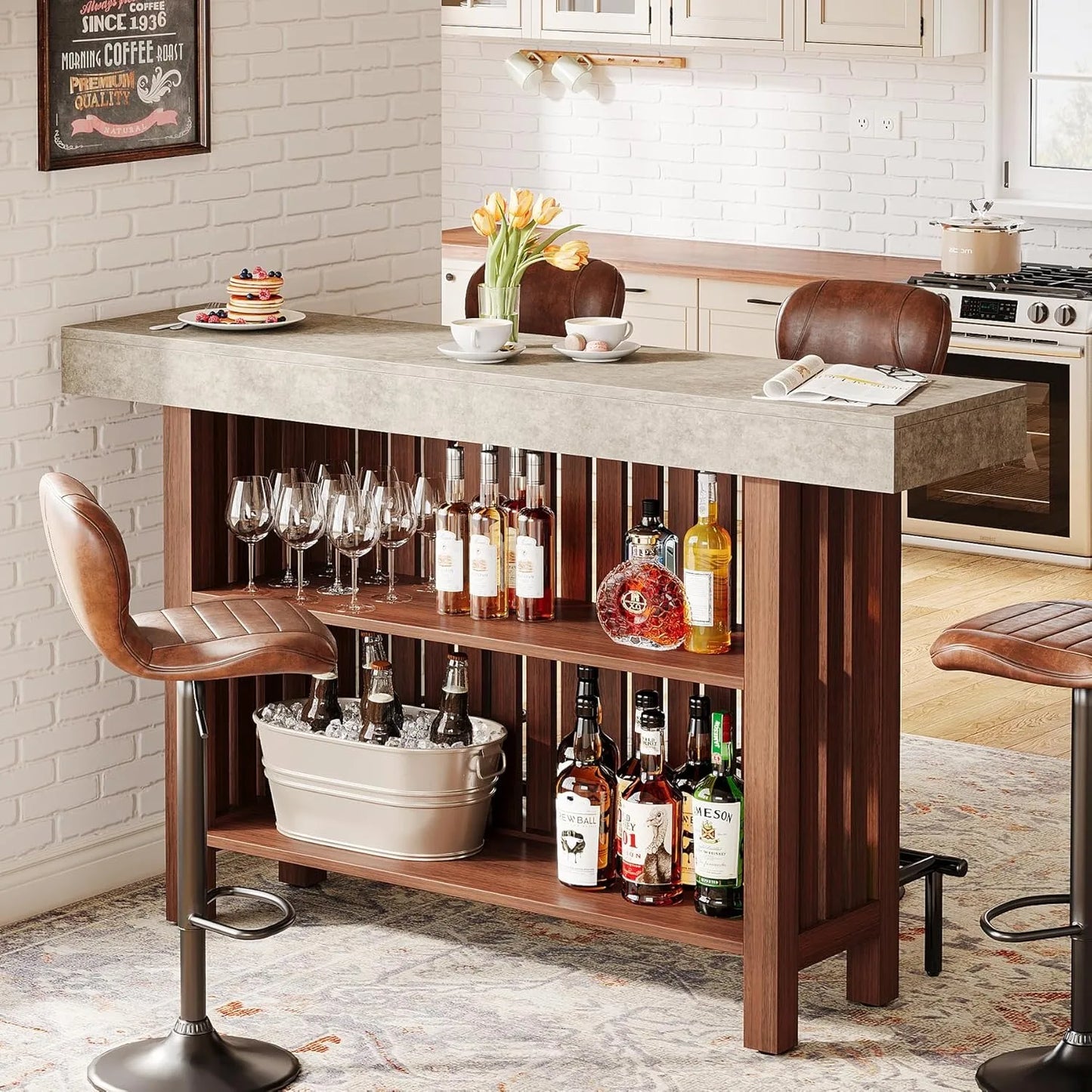 Little Tree Modern Home Bar Cabinet And Coffee Bar Unit