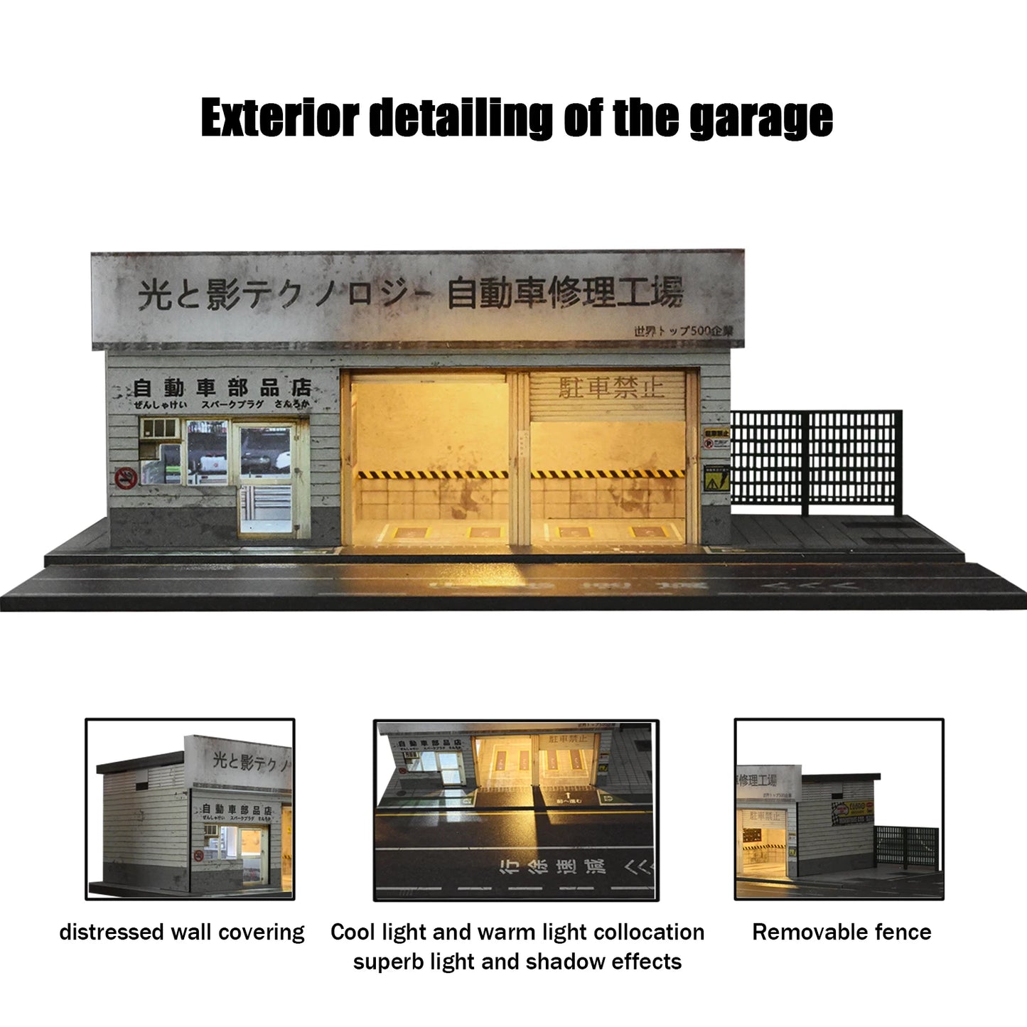 Diorama Car Parking Lot With LED Lighting Japanese Commercial Building Display