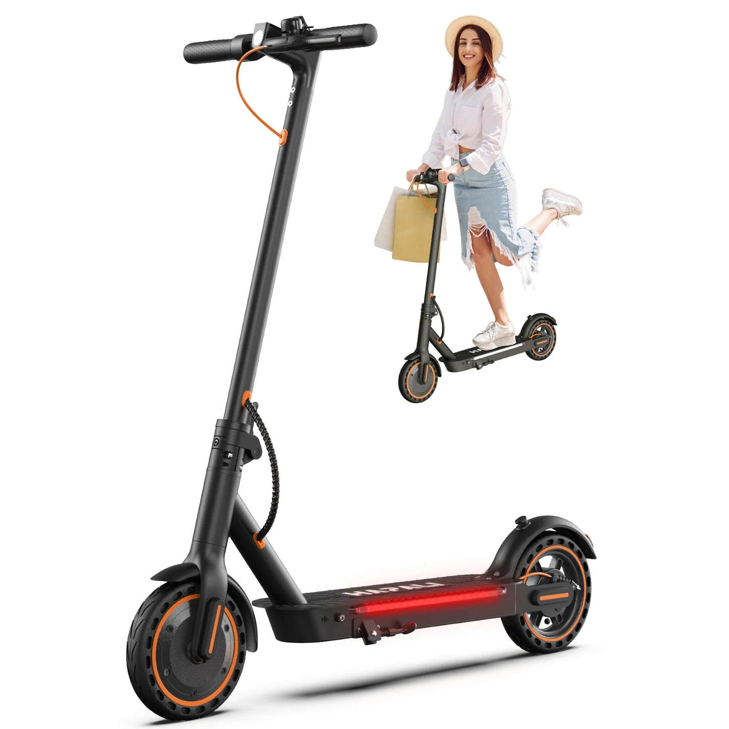 Electric Scooter for Adults, Foldable E-Scooter with Dual Suspension & Front/Rear Turn Signal Lights, 550W Motor up to 22 MPH, 10" Large Honeycomb Solid Tires