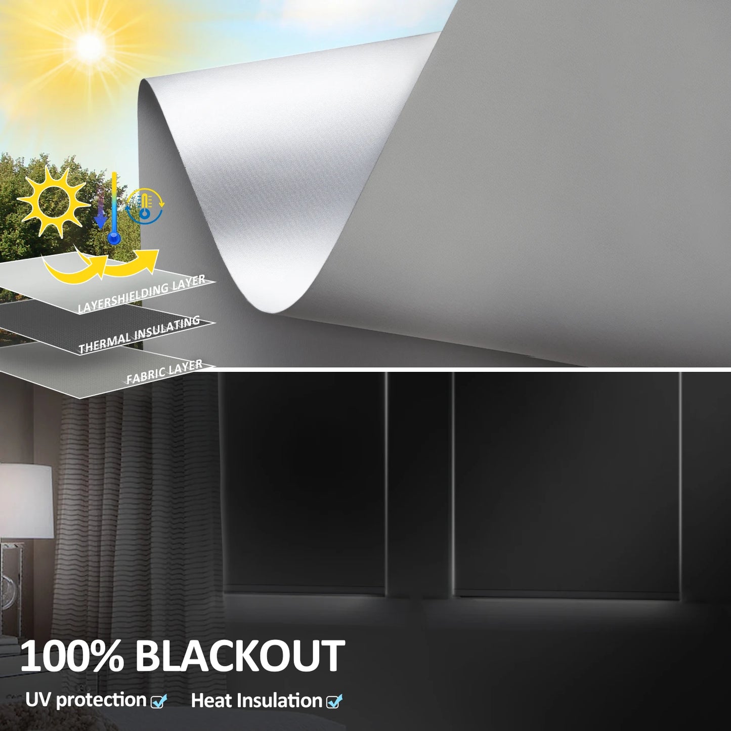 Smart Roller Shades for Windows, with Remote Control, Easy Install Automatic Electric Blinds for Indoor