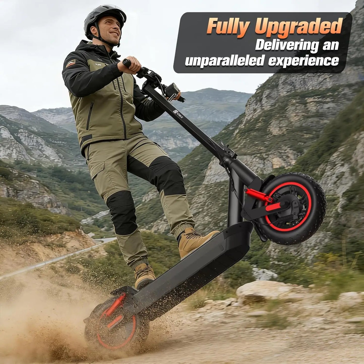 1200W Off-Road Electric Scooter for Adults 48V Long Range 30mph Fast Speed 10'' Pneumatic Tire Foldable Dual Suspensions Scooter