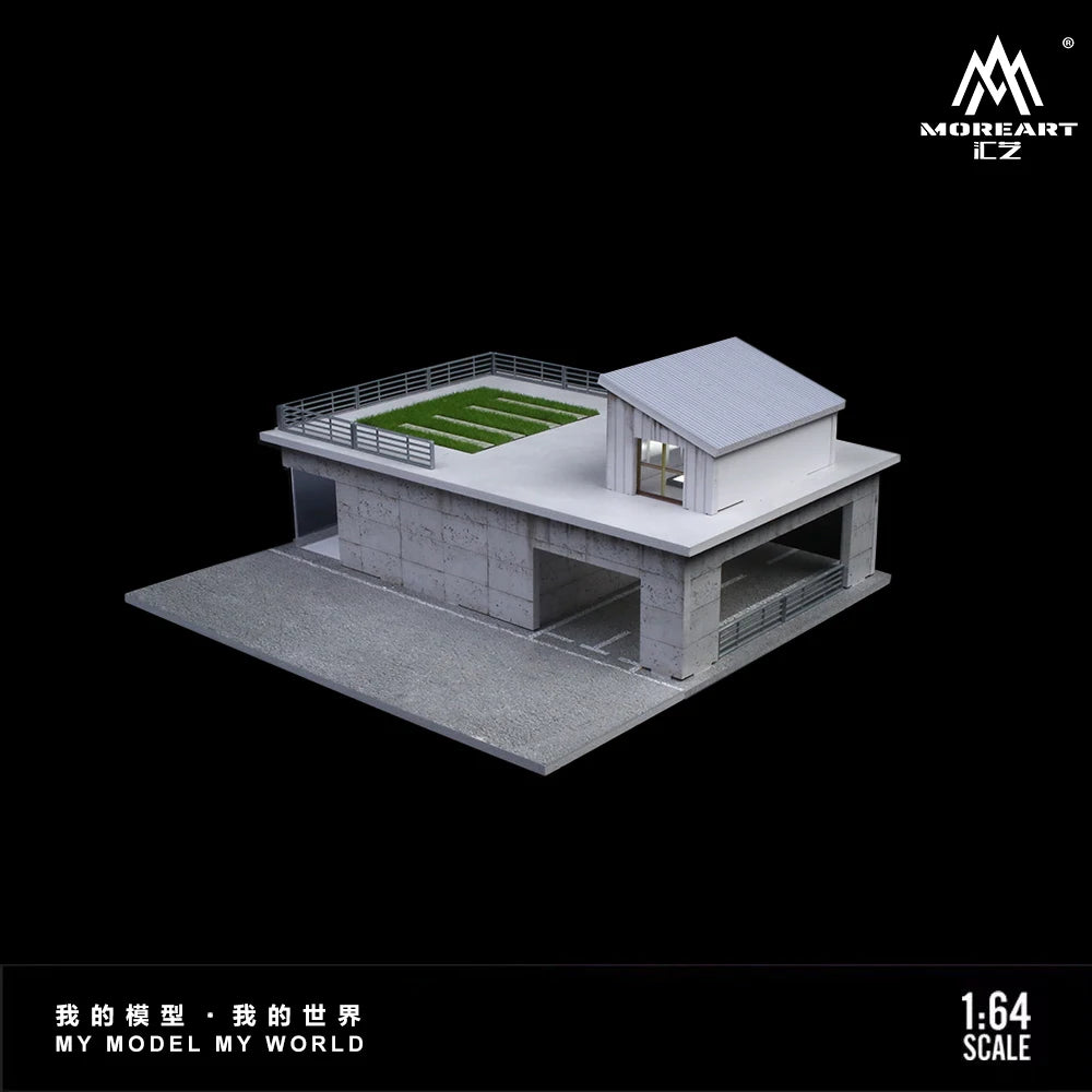 Diorama Car Parking Lot With LED Lighting Japanese Commercial Building Display