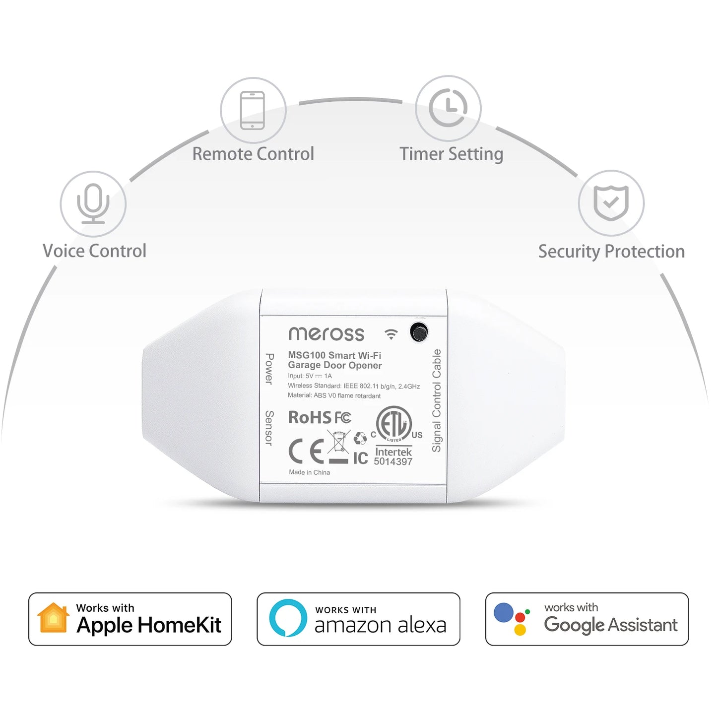 Meross HomeKit Smart WiFi Garage Door Opener MSG100 Remote Control Support Alexa Google Assistant SmartThings