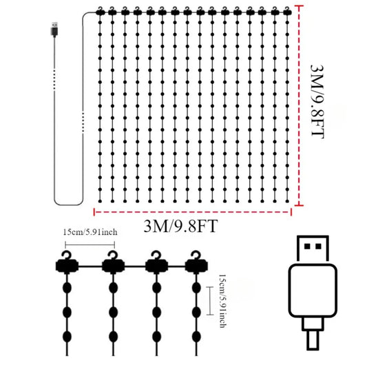 USB Led Smart Curtain Lights Bluetooth App Led String RGB Fairy Lights DIY Music Lights Party Window Curtain Bedroom Decoration