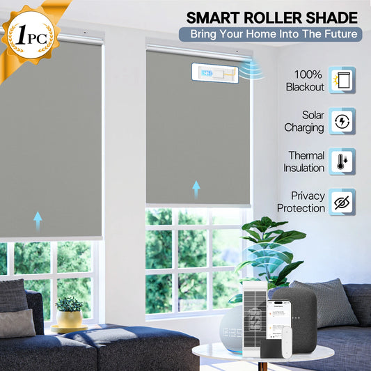 Smart Roller Shades for Windows, with Remote Control, Easy Install Automatic Electric Blinds for Indoor