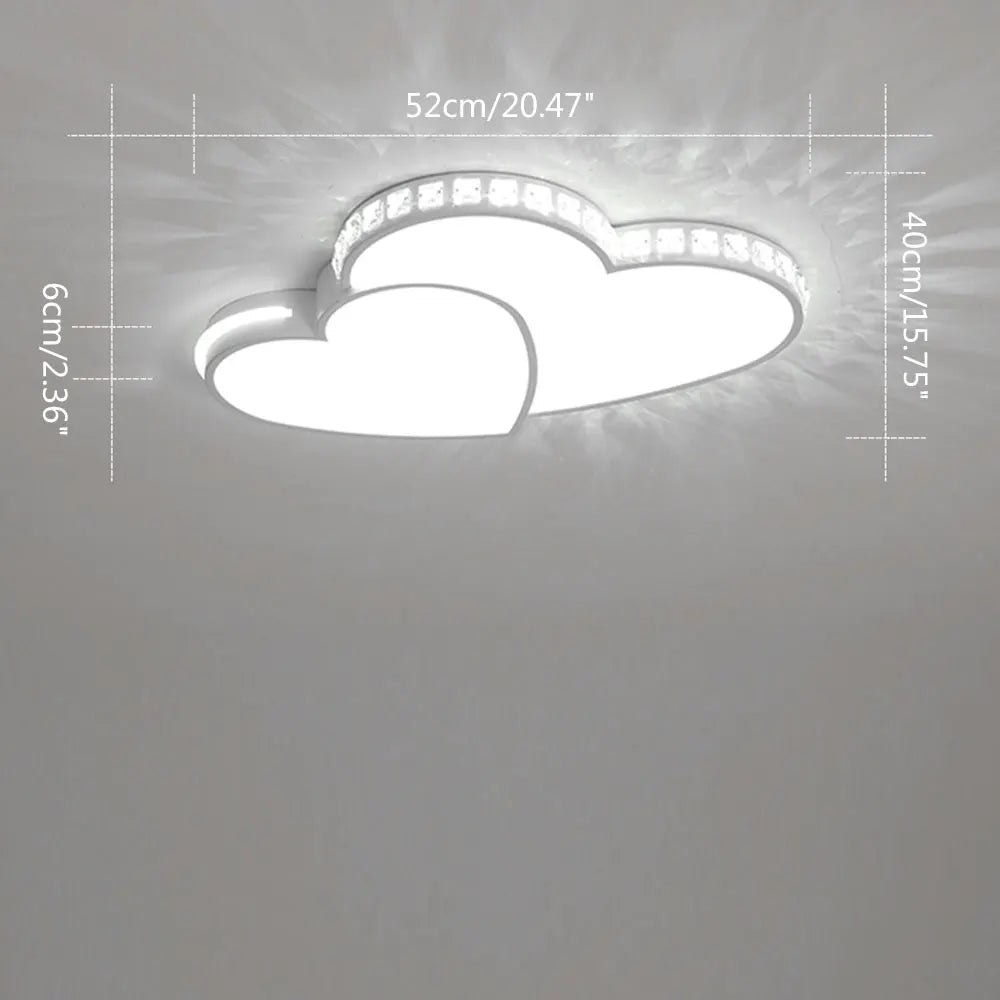 Crystal Heart LED Ceiling Light Fixture for Living Room