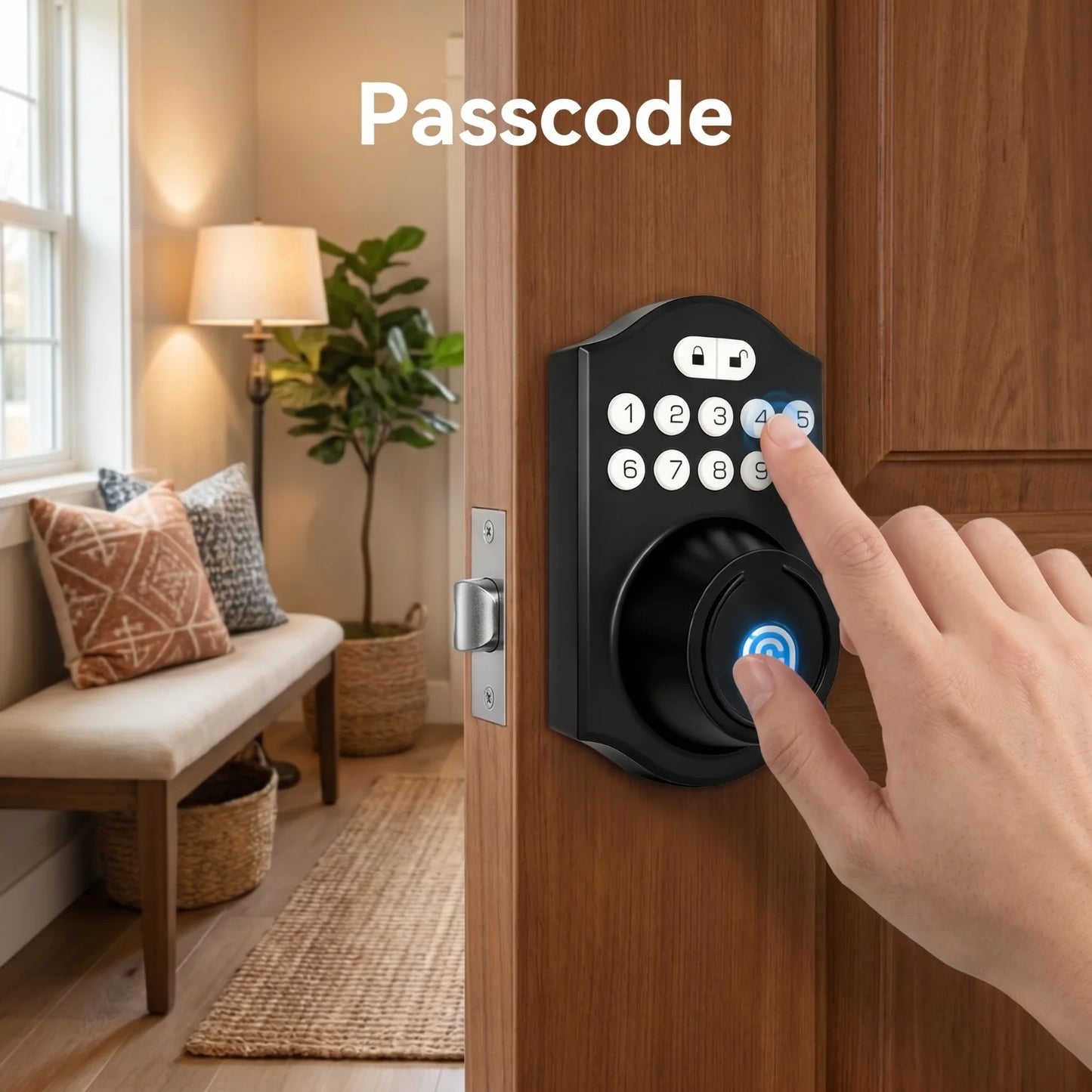 Bluetooth Smart Deadbolt Lock with Fingerprint Passcode App Remote Temporary Code Auto Lock Keyless Entry Front Door Lock for House Airbnb