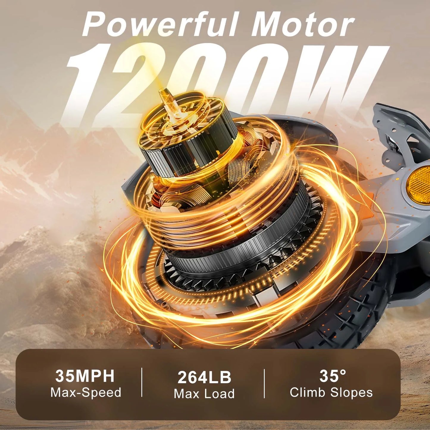 Electric Scooter  1200W Motor for Adults, 48V Battery, 35mph Max Speed,10 Inch Tires