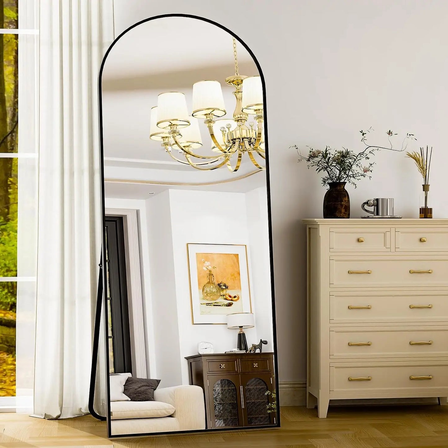 HARRITPURE Full Body Floor Mirror With Aluminum Frame For Bedroom