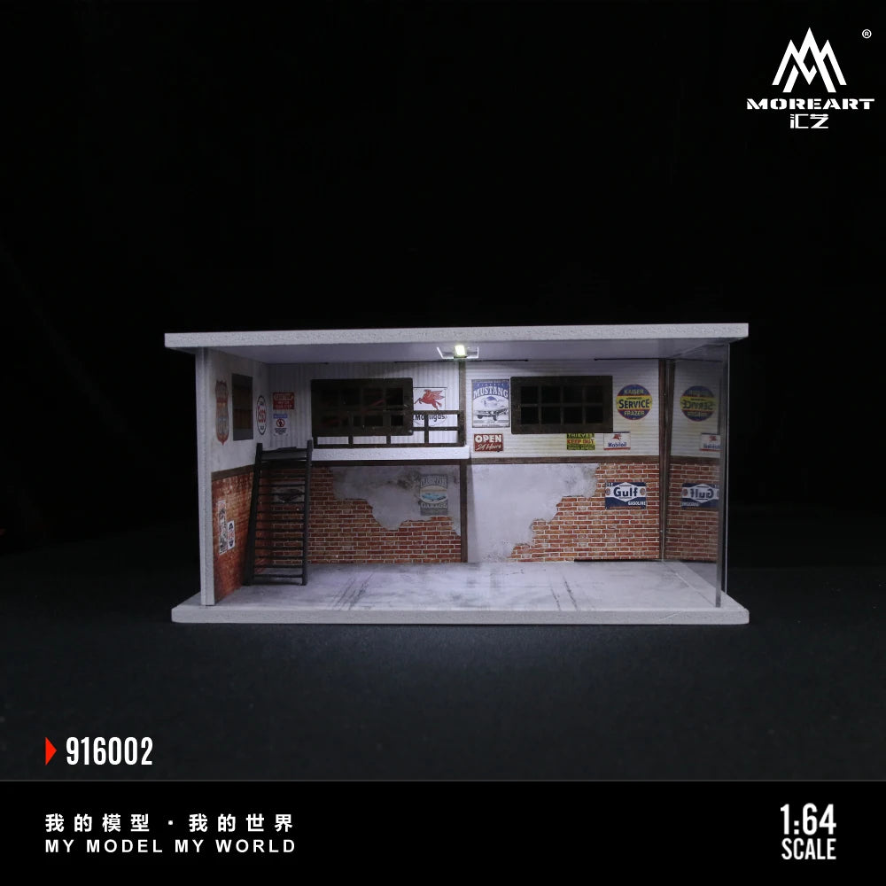 Diorama Car Parking Lot With LED Lighting Japanese Commercial Building Display