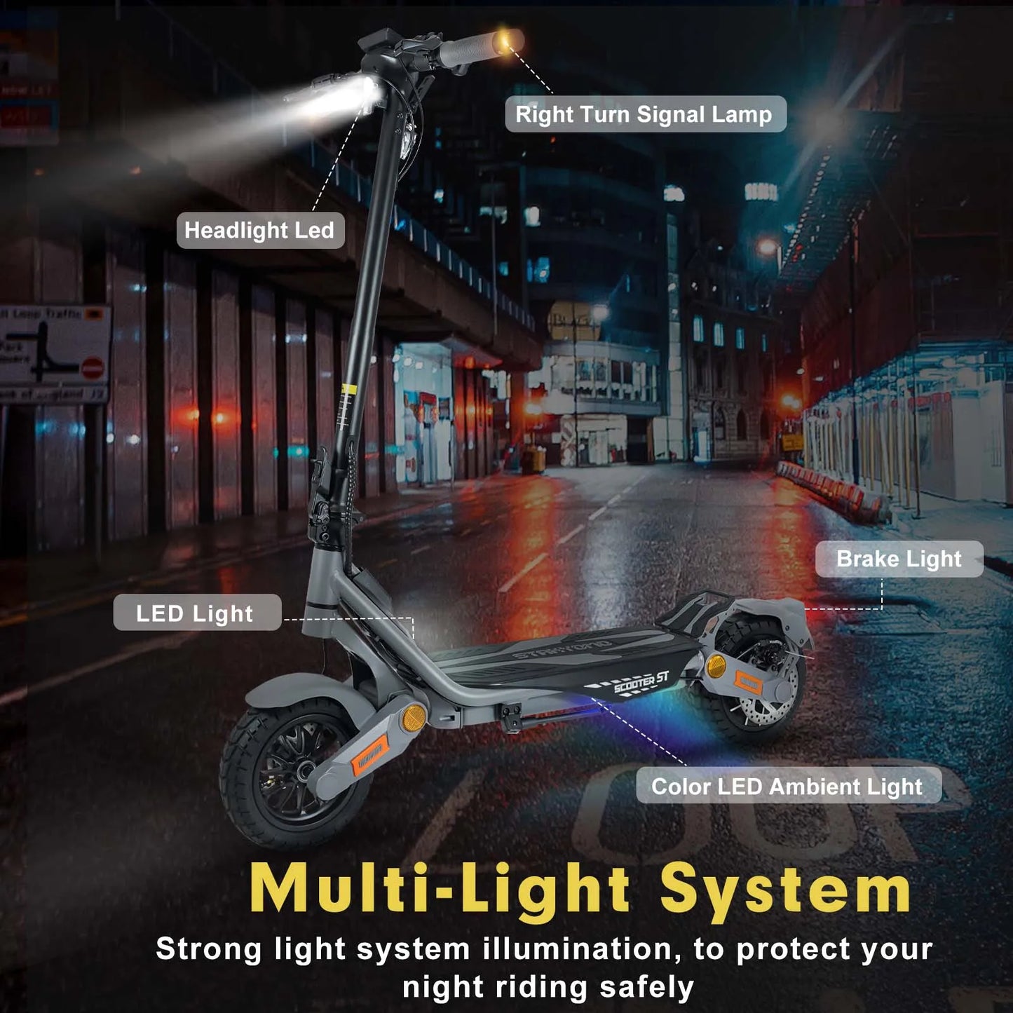 Electric Scooter  1200W Motor for Adults, 48V Battery, 35mph Max Speed,10 Inch Tires
