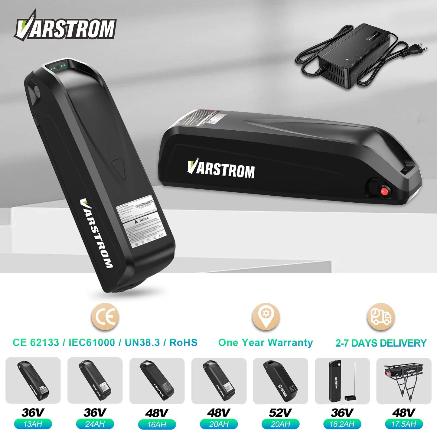 [3 Day Delivery ] Electric Bike Battery 20Ah 30Ah Hailong 48V 36V 52V eBike Downtube Lithium Battery Pack for 250W-1500W Motor