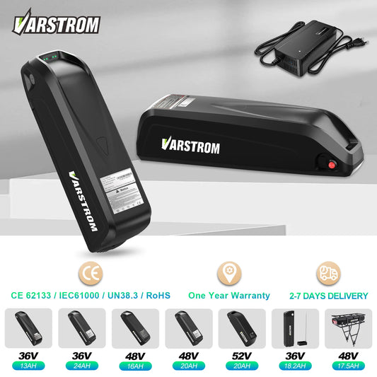 [3 Day Delivery ] Electric Bike Battery 20Ah 30Ah Hailong 48V 36V 52V eBike Downtube Lithium Battery Pack for 250W-1500W Motor