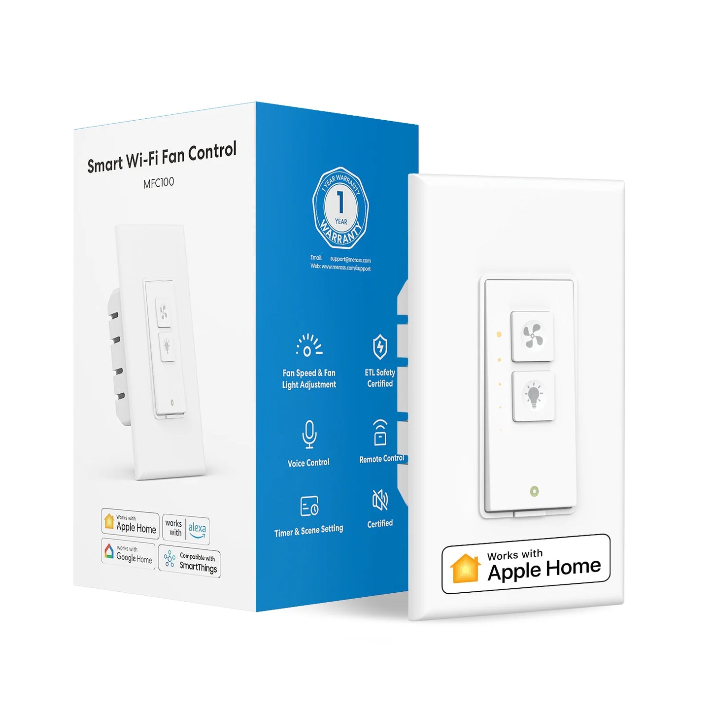 Meross WiFi Smart Ceiling Fan Light Dimmer Switch with Alexa