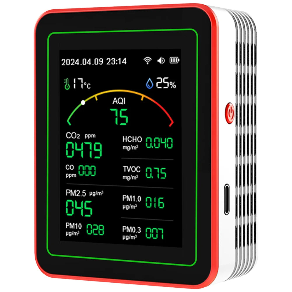 Tuya WiFi 15 in 1 Air Quality Detector CO/CO2/HCHO/TVOC/AQI/PM0.3/PM1.0/PM2.5/PM10 Air Quality Tester Temperature Humidity Meter