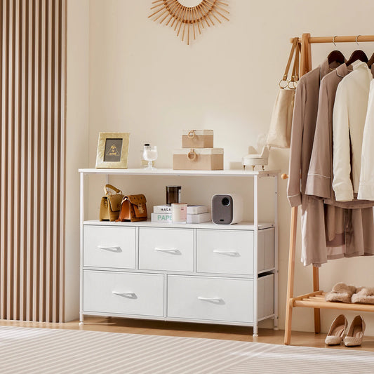 JHK Shoe Cabinet With 5 Fabric Drawers And TV Stand