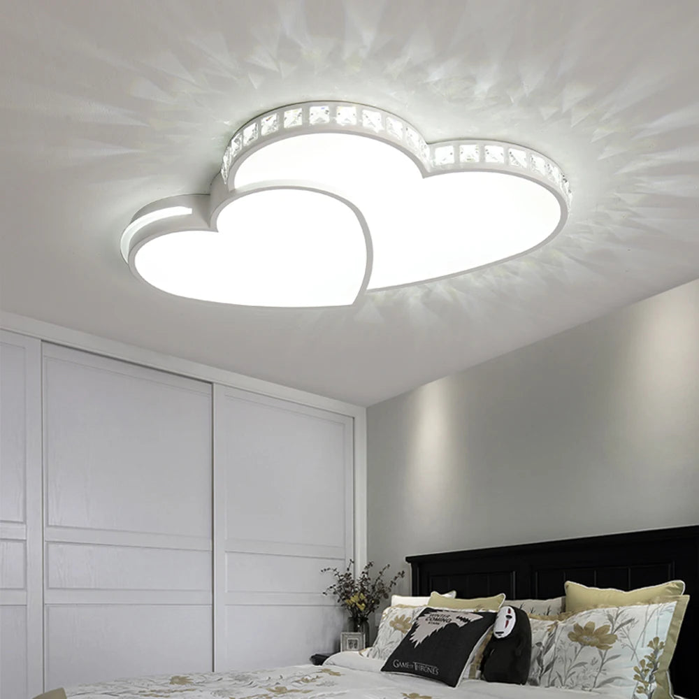 Crystal Heart LED Ceiling Light Fixture for Living Room