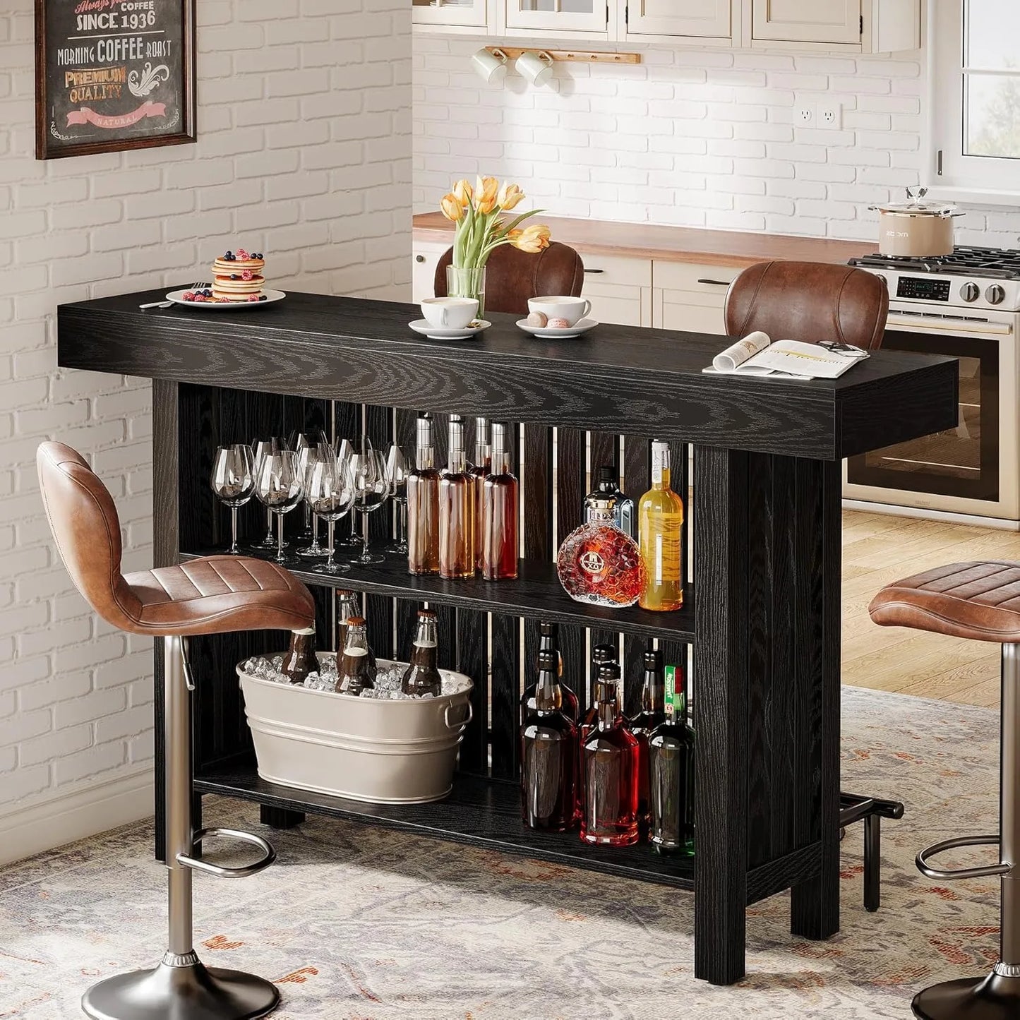 Little Tree Modern Home Bar Cabinet And Coffee Bar Unit