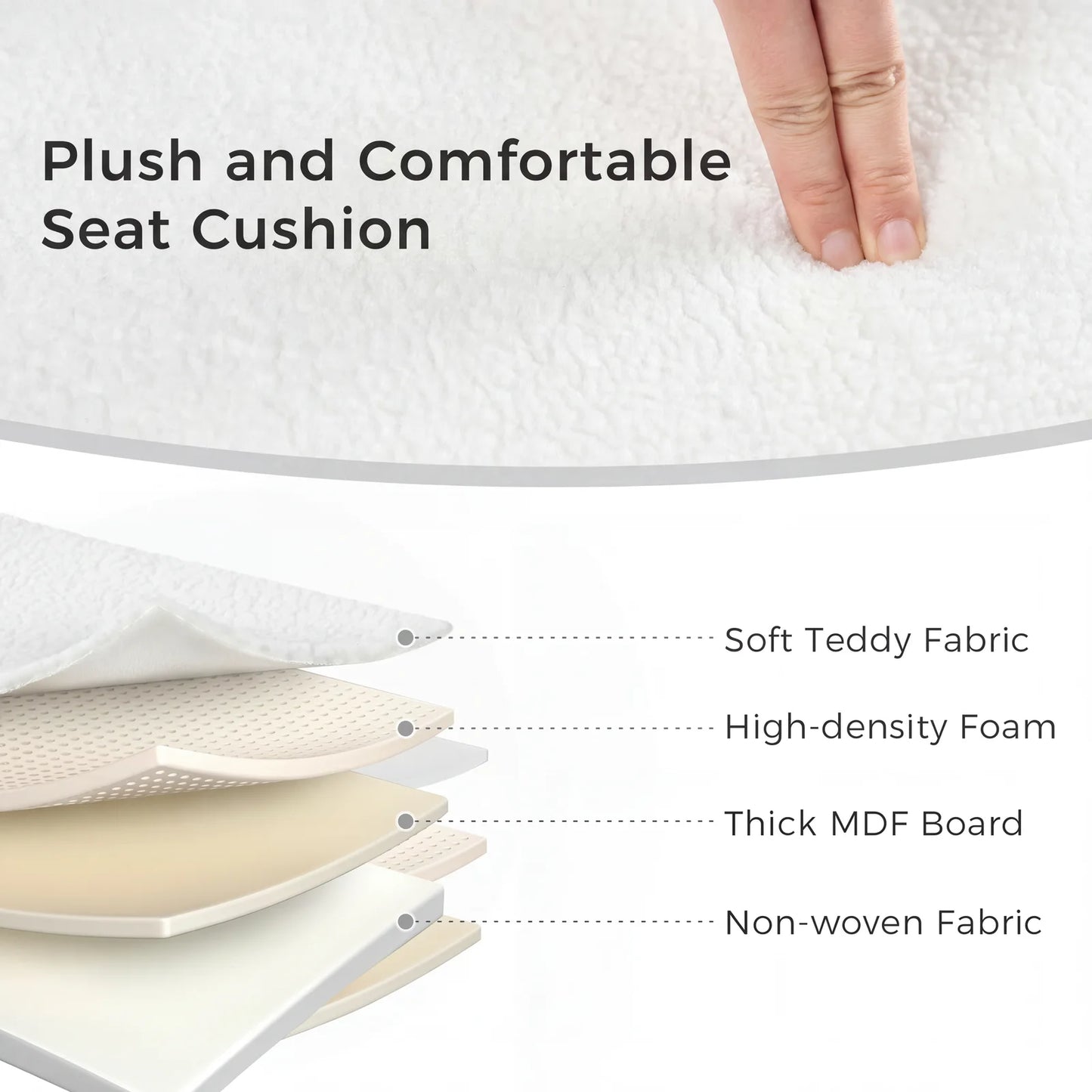JHK Folding Storage Ottoman Bench With Teddy Fabric Cushion