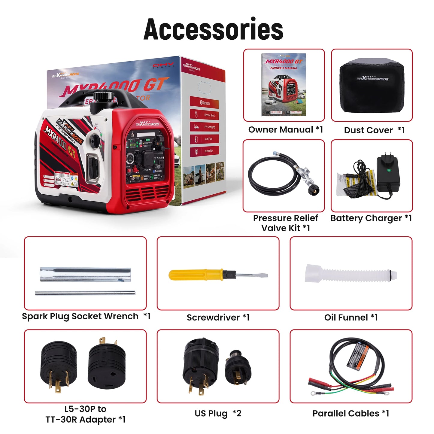 4KW Portable Dual Fuel Generator Inverter LPG/Gas Bluetooth-compatible E-Start 58dB Portable Power Generator