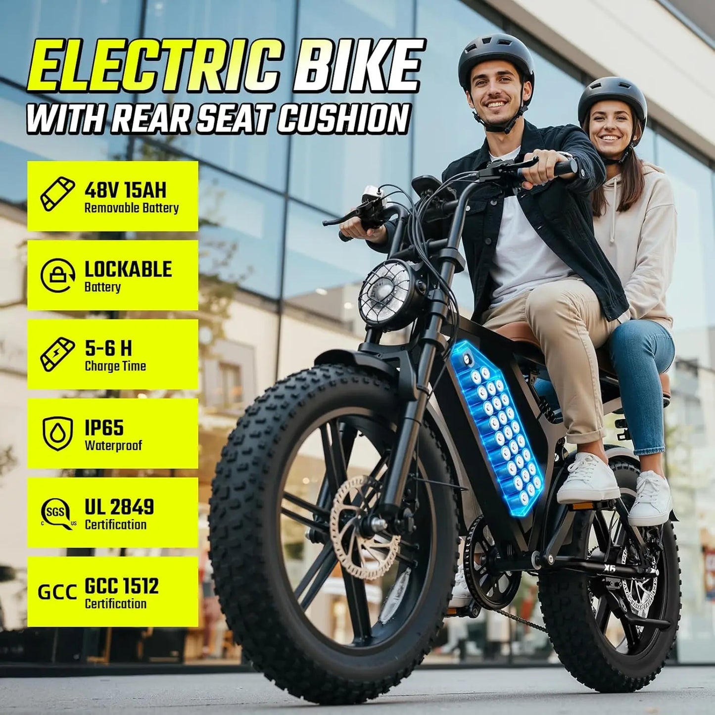 TST R00A 1500W Electric Bike for Adults, 48V 15AH Removable Battery, 7-Speed, 28 MPH, 20" Off-Road Ebike