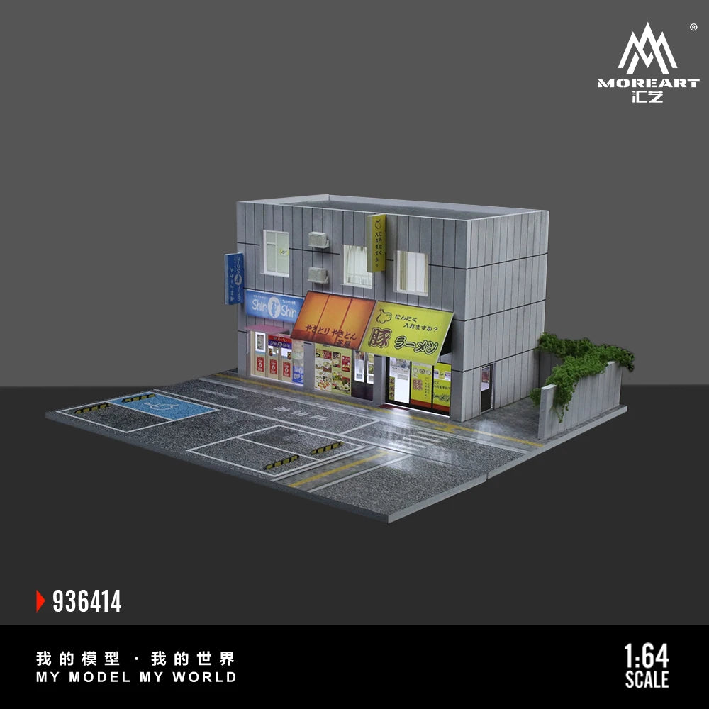 Diorama Car Parking Lot With LED Lighting Japanese Commercial Building Display