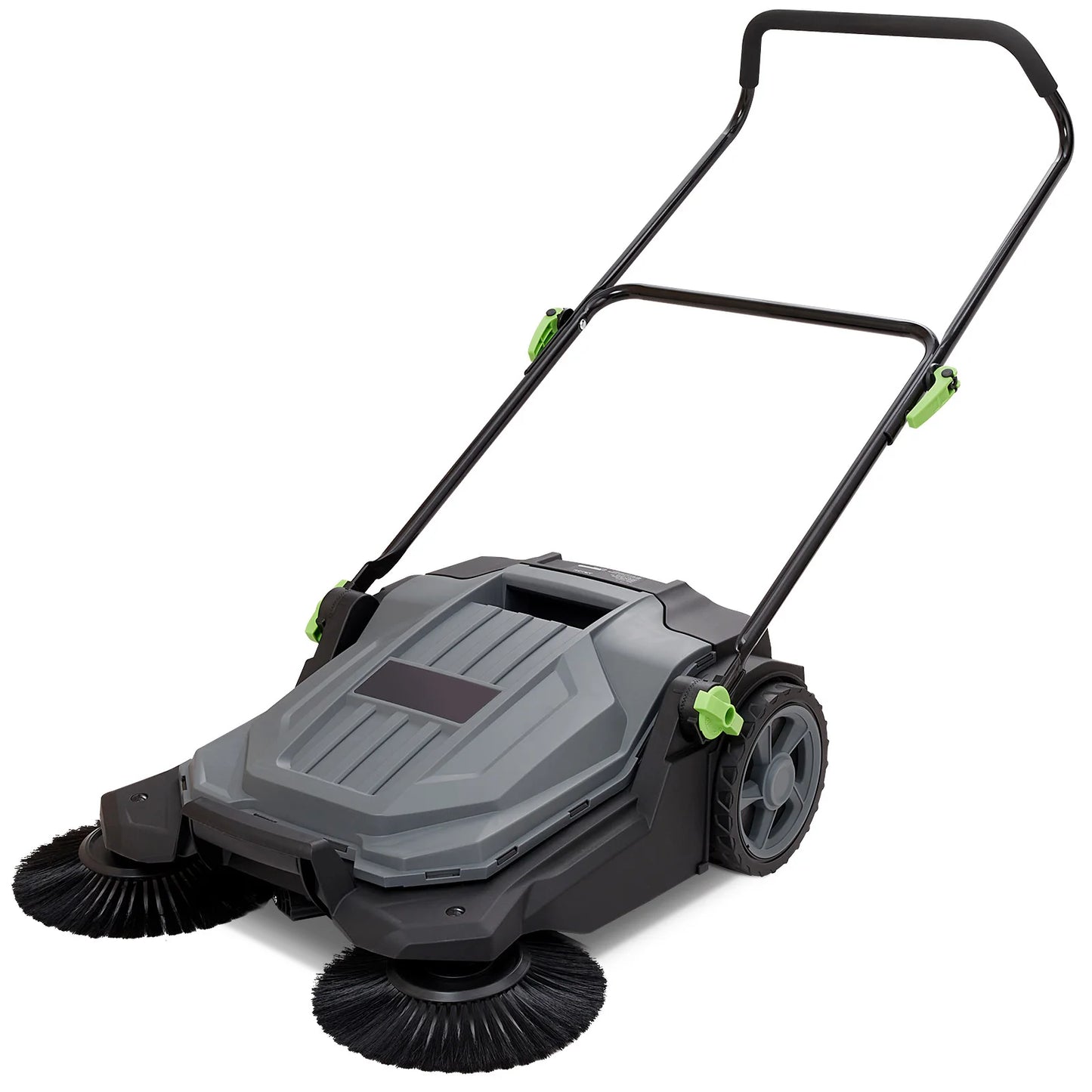 SucceBuy Walk-behind Hand Push Floor Sweeper 25.6" Sweeping Width Floor Sweeper 5-Gal Waste Container Angle & Height Adjustable