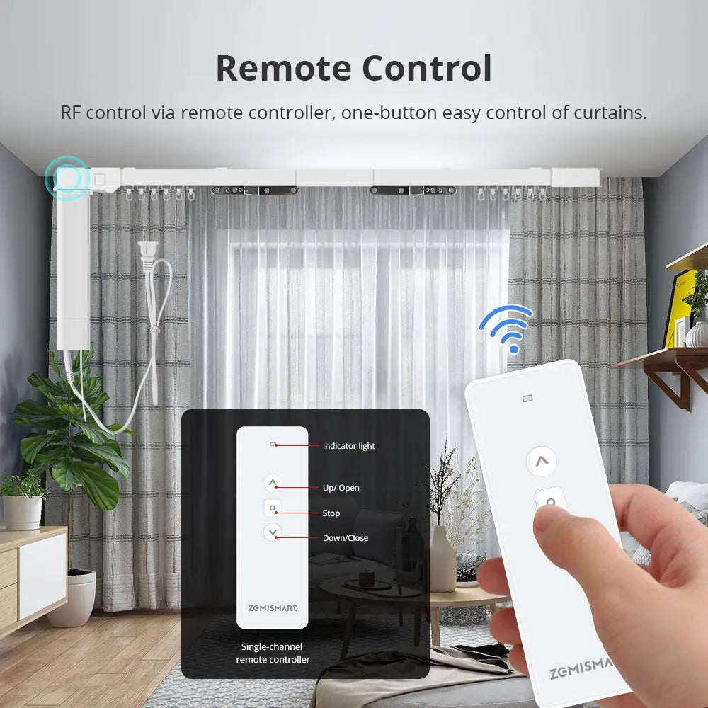 Zemismart Matter Over WiFi Curtain Track With Smart Motor
