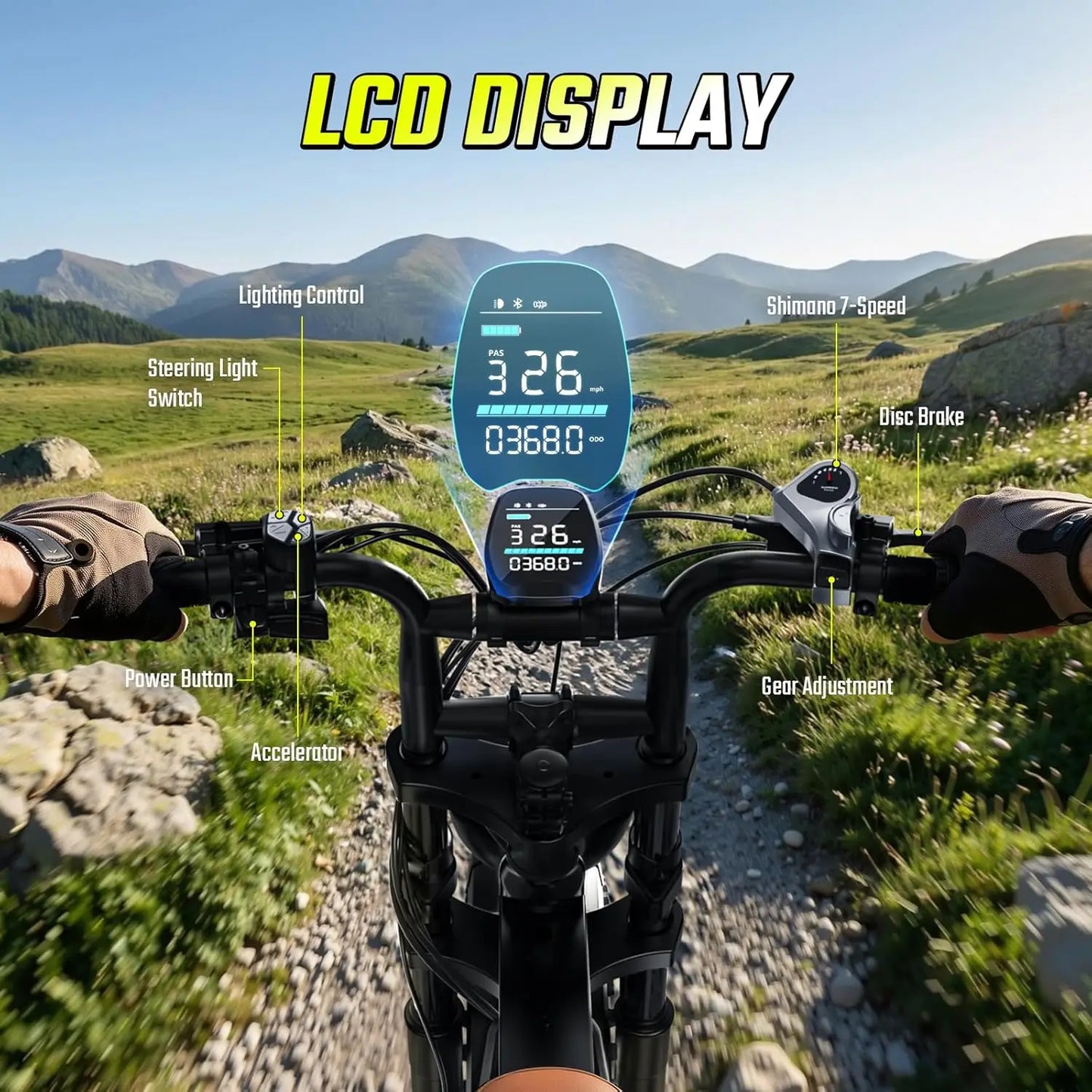TST R00A 1500W Electric Bike for Adults, 48V 15AH Removable Battery, 7-Speed, 28 MPH, 20" Off-Road Ebike