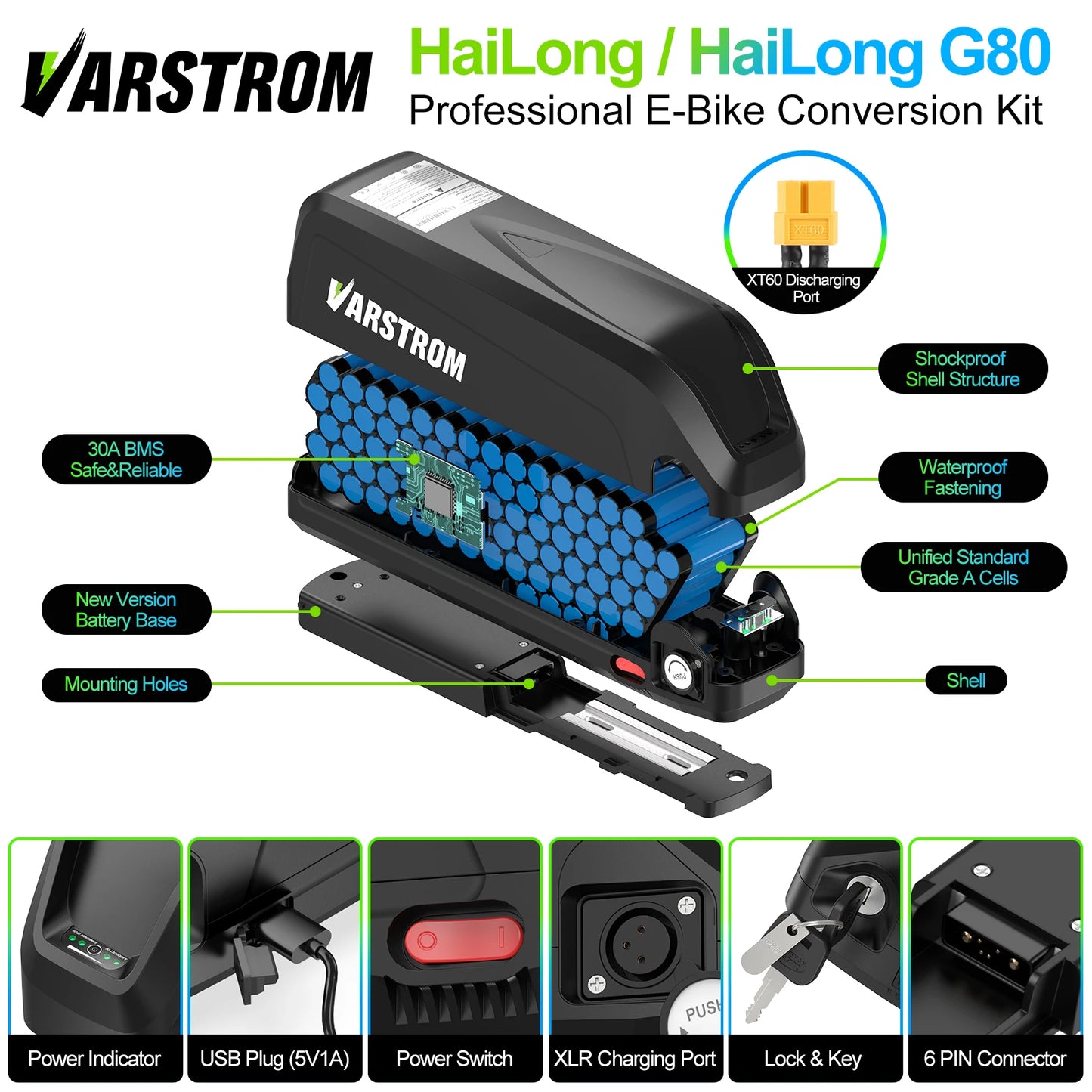 [3 Day Delivery ] Electric Bike Battery 20Ah 30Ah Hailong 48V 36V 52V eBike Downtube Lithium Battery Pack for 250W-1500W Motor
