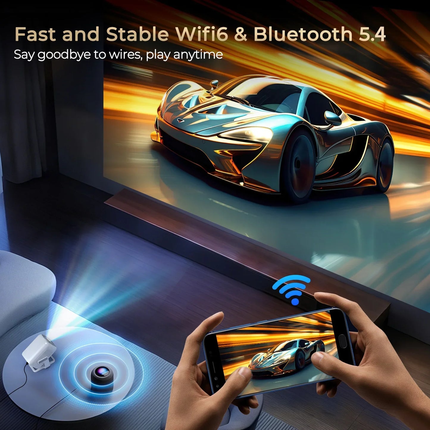 LynCast 4K X3AQ Projector 500ANSI Native 1080P Auto Focus Android 11 BT5.4 WIFI6 Portable Home Theater