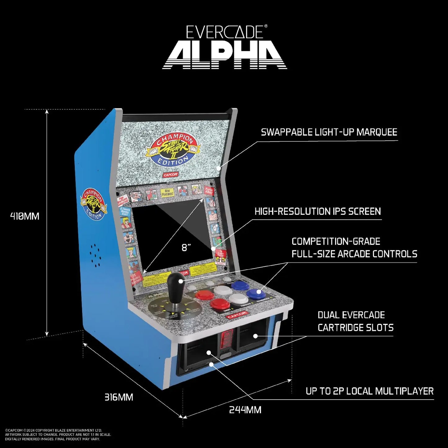 Evercade Alpha Street Fighter Bartop Arcade Competition Grade Controls IPS