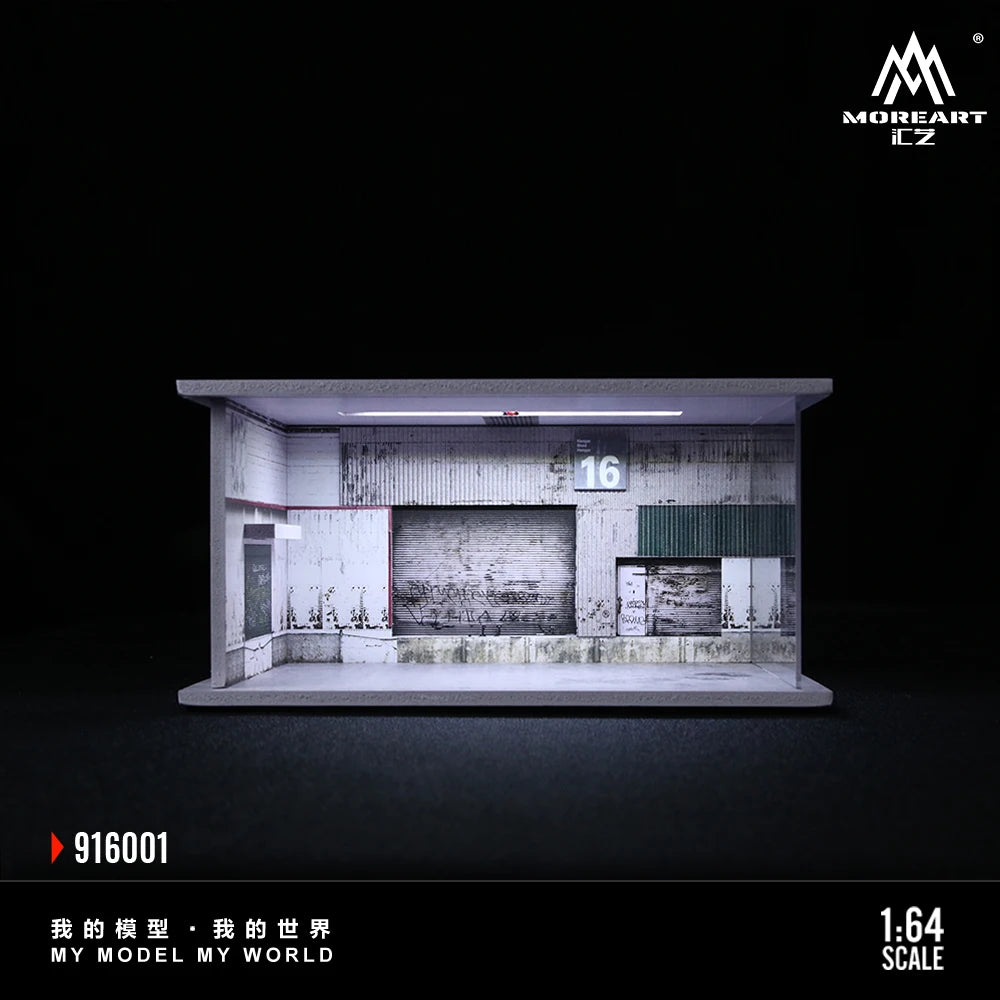Diorama Car Parking Lot With LED Lighting Japanese Commercial Building Display