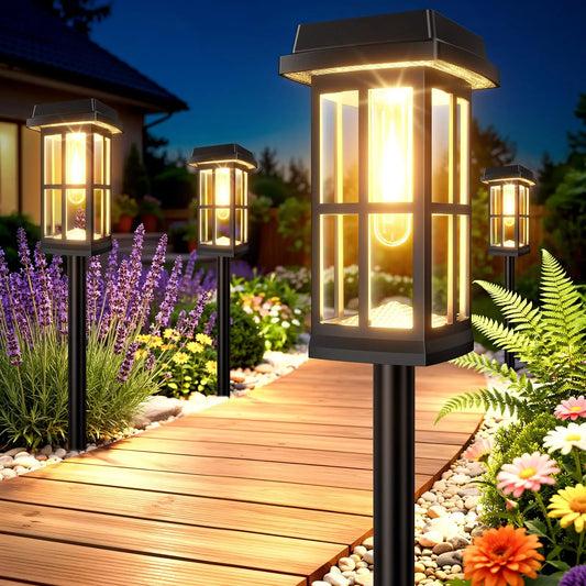 Solar Powered Pathway Lights 8 Pack Outdoor LED Landscape Lamps