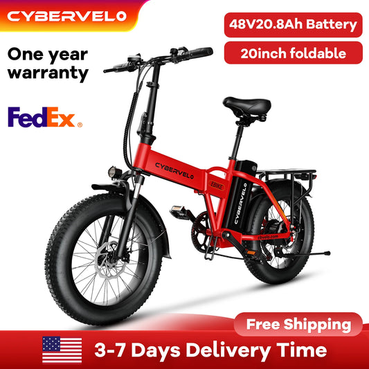 1000W Peak Electric Bike for Adults Cybervelo EK4 EK5 Mars700 Foldable 28+MPH 80Miles Removable Battery Fat Tire Off-road E-bike